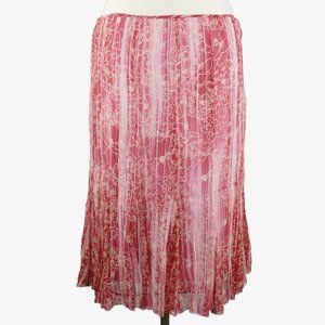 Elie Tahari Pink Silk Crinkled Floral Skirt